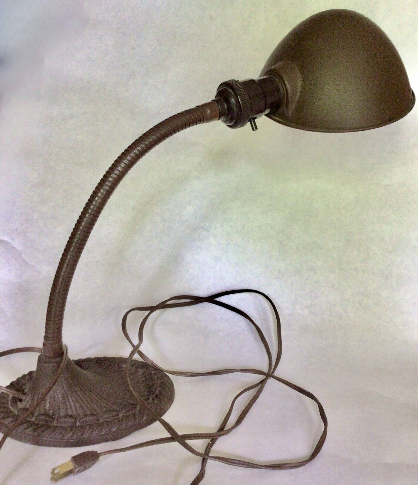 Vintage 1940’s Industrial DESK LAMP Cast Iron Gooseneck