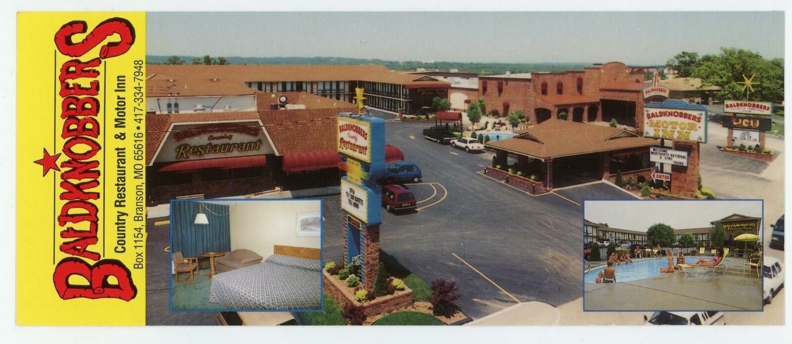 Postcard Brochure Baldknobbers Country Restaurant & Motor Inn Branson Mo.