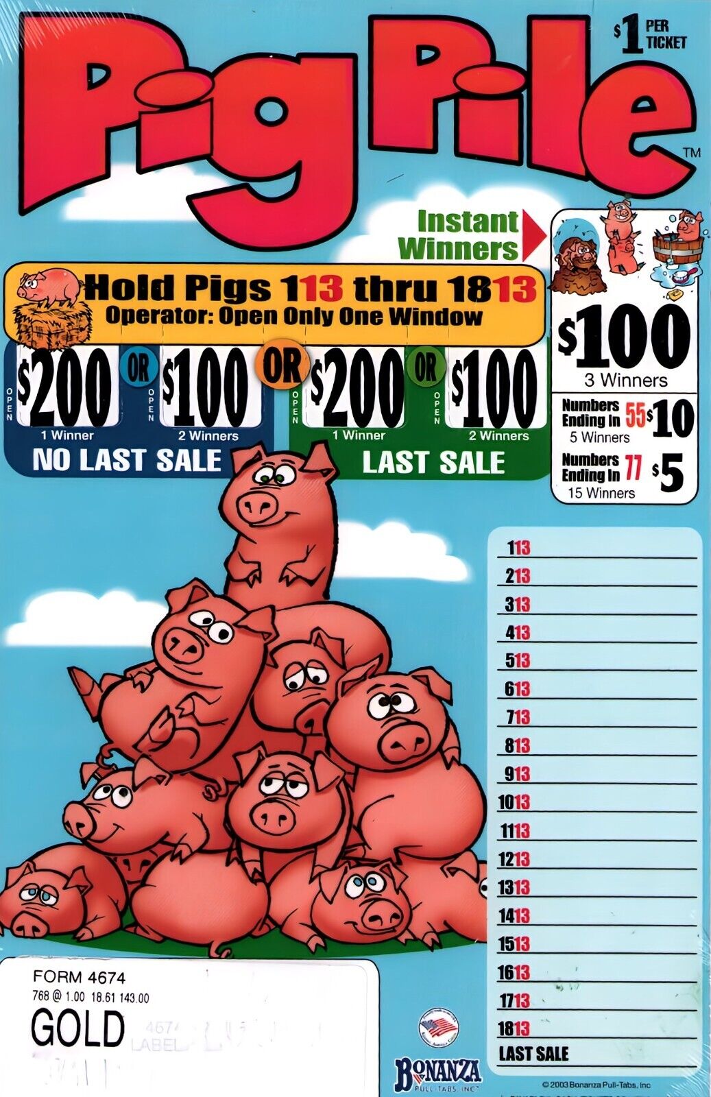Pull tickets Hard Card - 3 Pack Pig Pile
