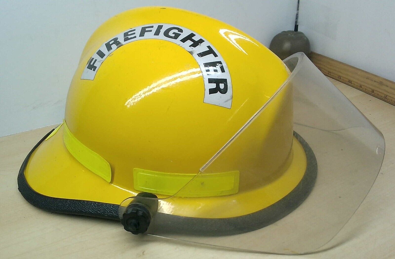 Vintage Cairns & Bros N660C Fire Fighter Helmet Yellow Rescue Helmet Face Shield