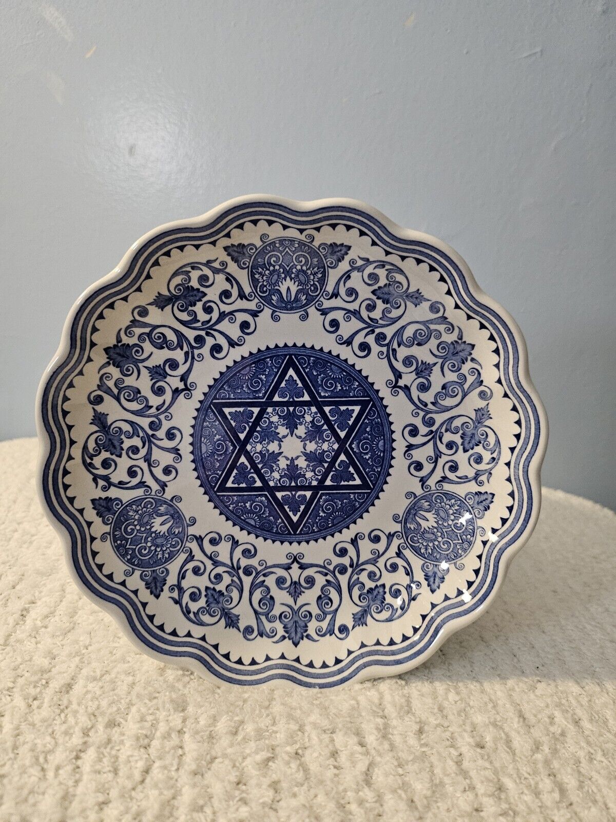Spode The Judaica Collection Passover Desert Plate Blue&White - Made In England