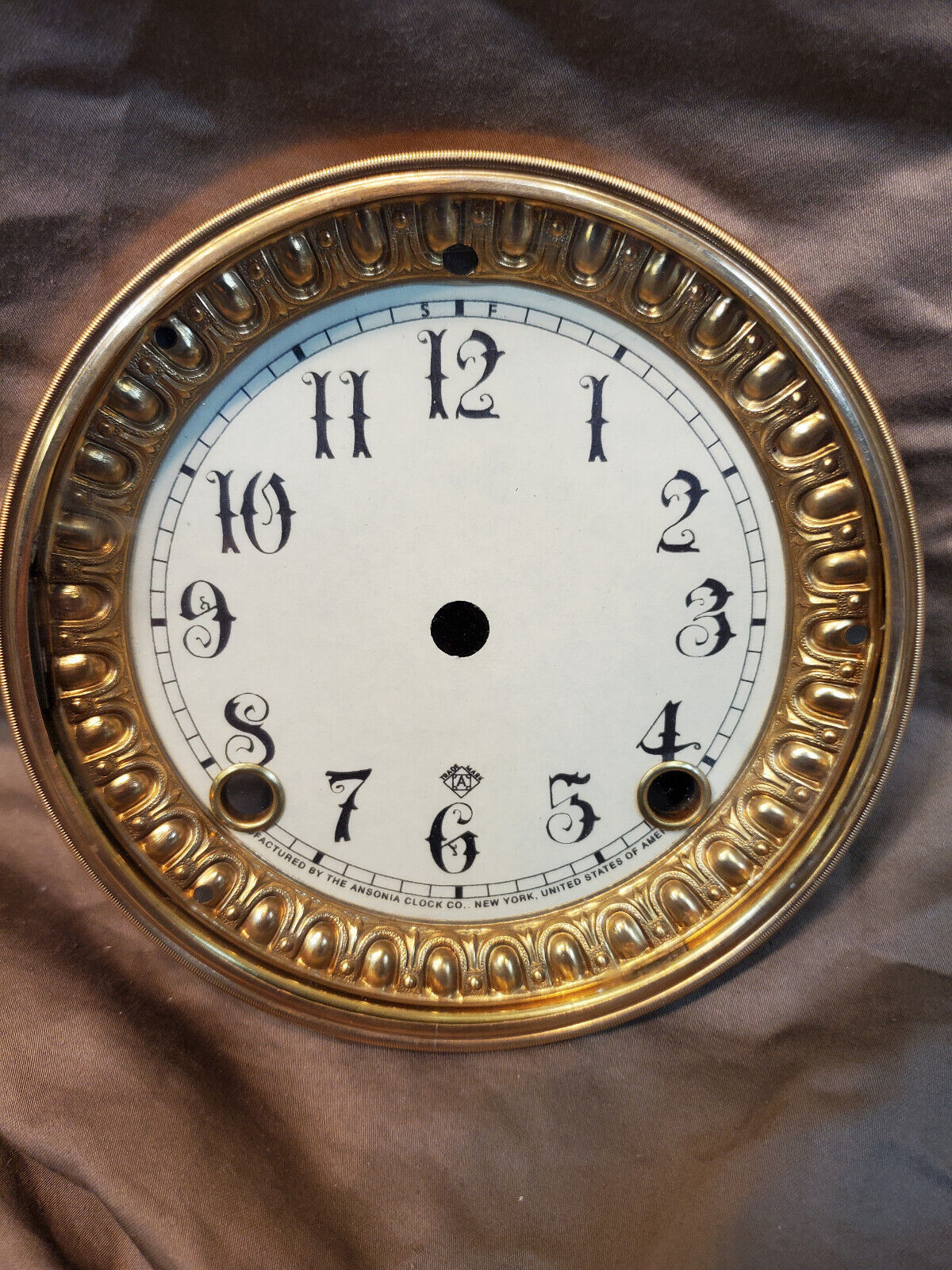 Restored Antique Ansonia Clock Dial and Bezel Refurbished