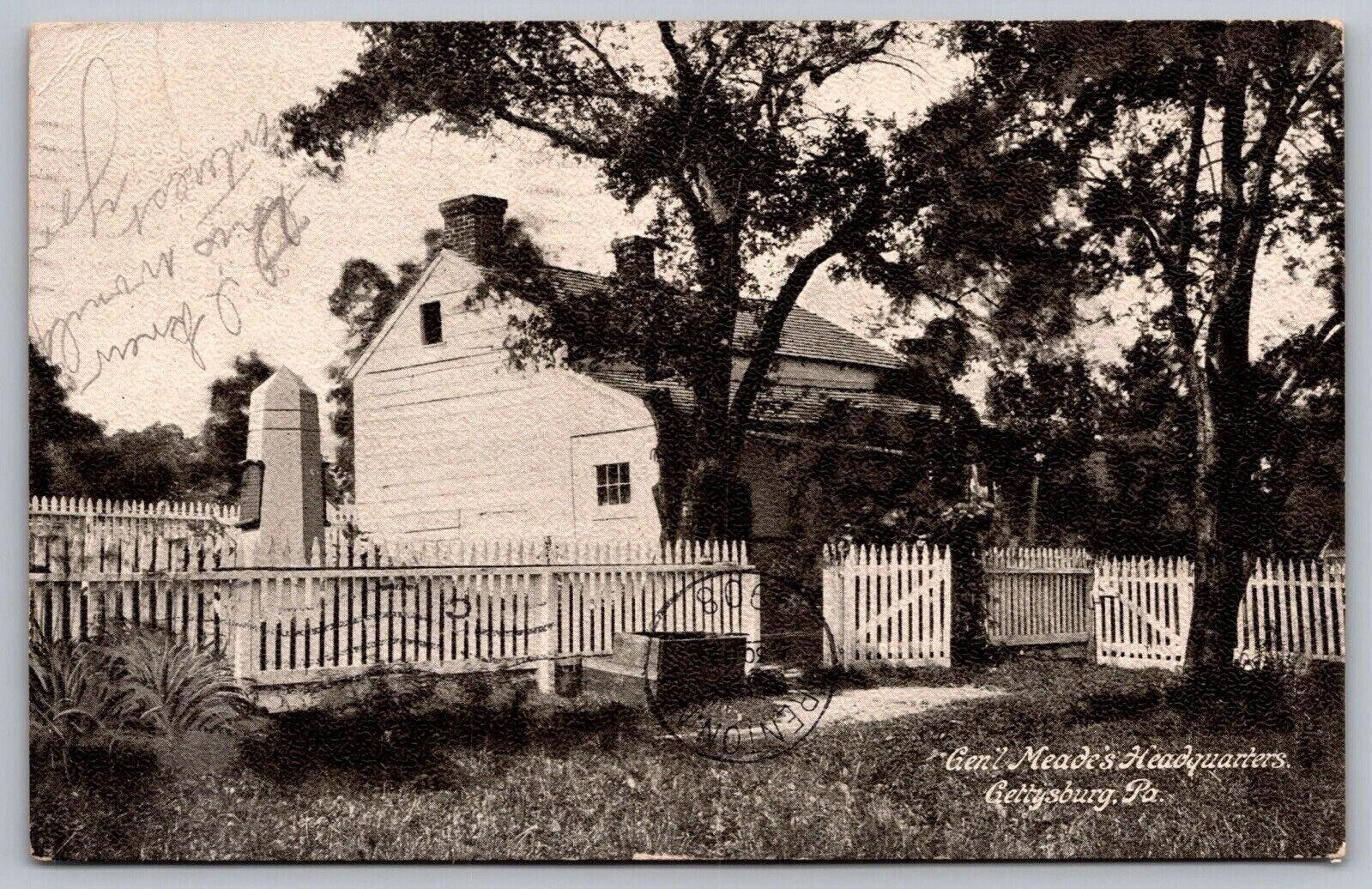 Pennsylvania Gettysburg General Meades Headquarters Black White Vintage Postcard