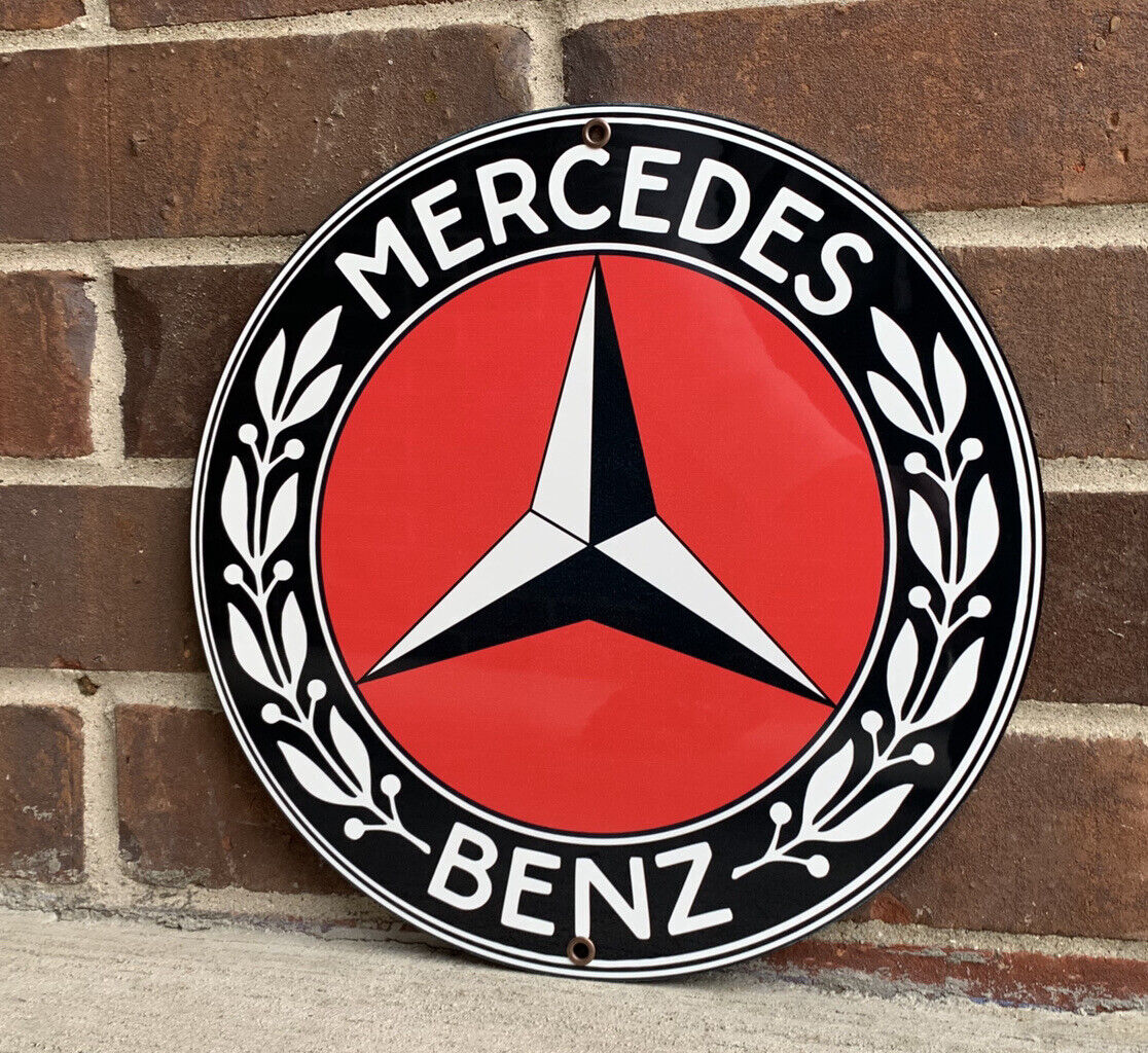 Vintage Reproduction Mercedes High Quality Glossy Advertising Garage Sign
