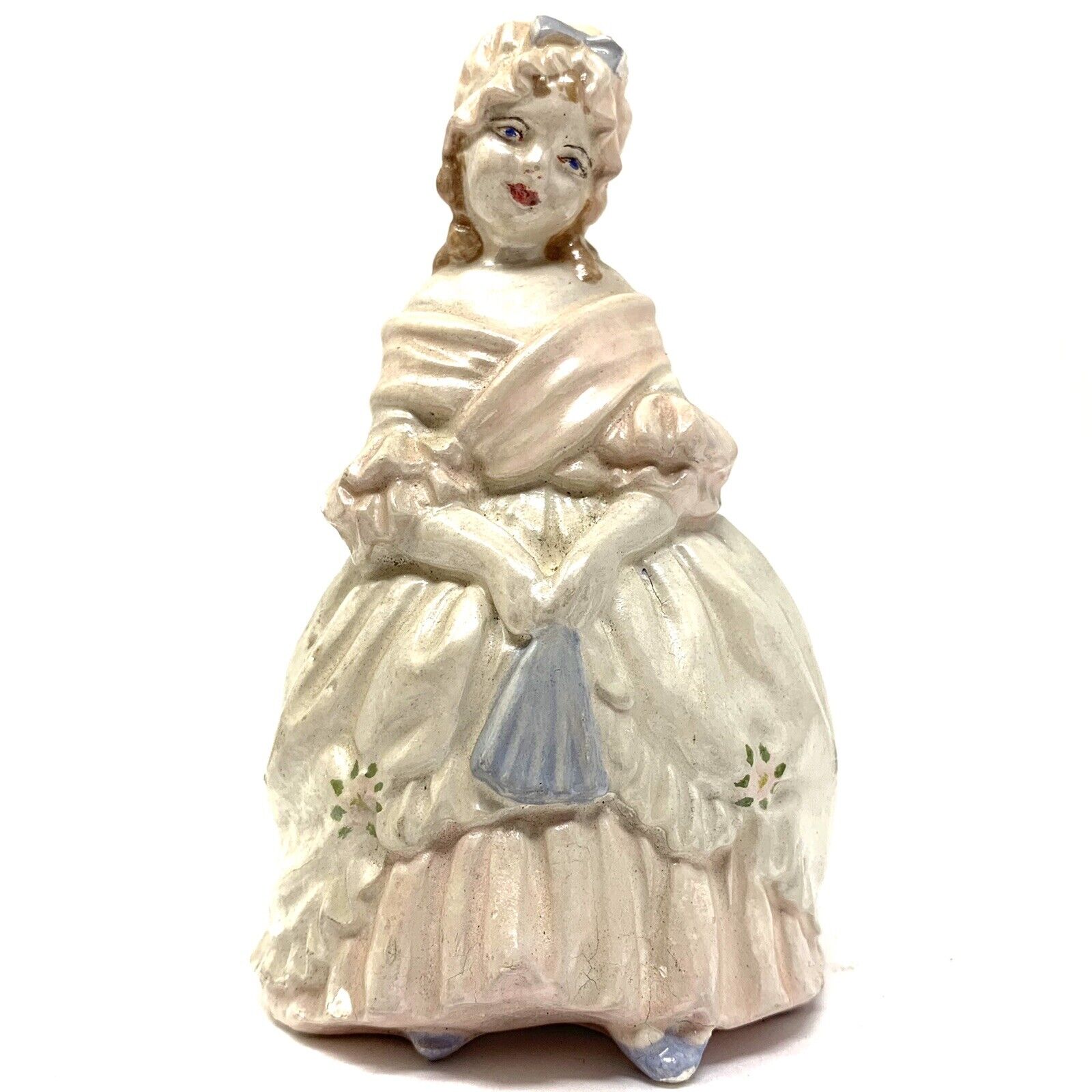 Vtg 1940s COLONIAL VICTORIAN GIRL Ceramic Hand Painted Mold Figurine