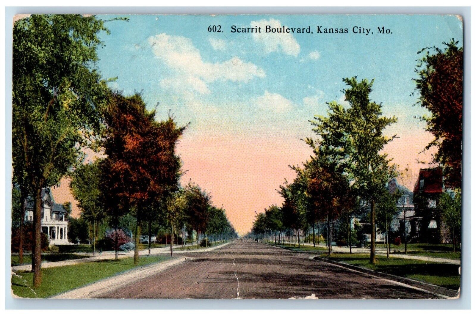Kansas City Missouri Postcard Scarrit Boulevard Exterior c1910 Vintage Antique