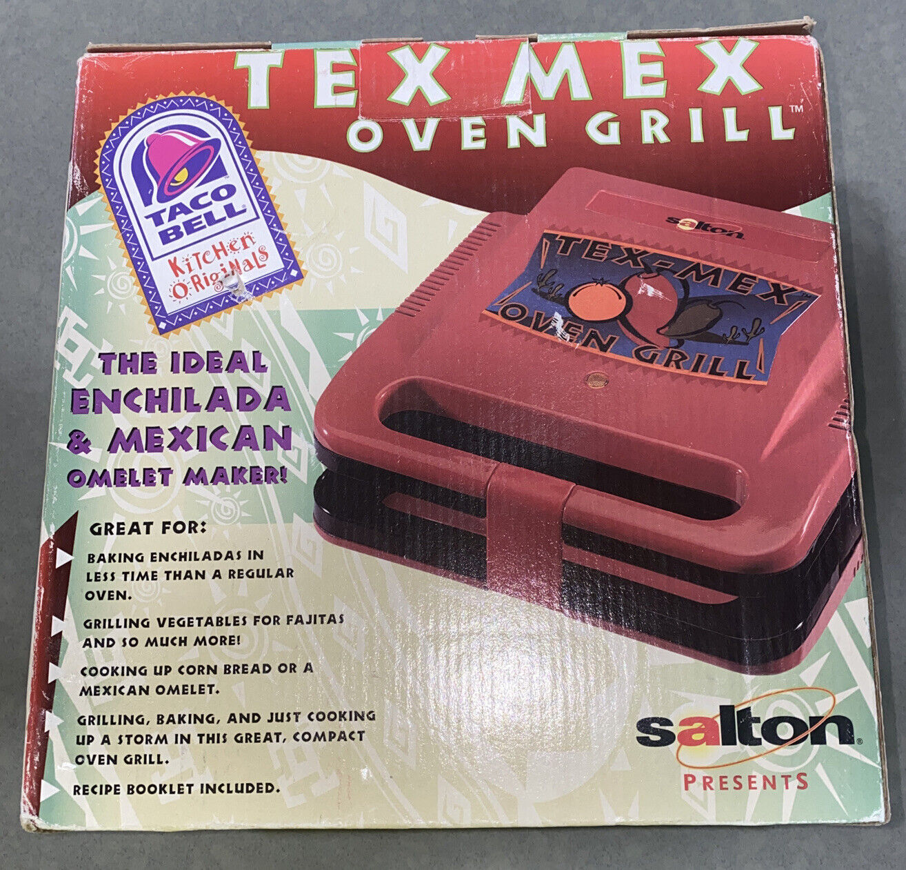 Vintage Red Taco Bell Salton Tex Mex Oven Grill Enchilada Mexican Omelet Maker