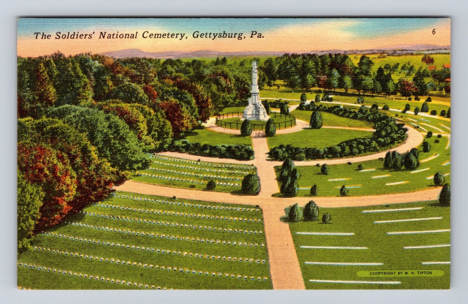 Gettysburg PA-Pennsylvania, Aerial Soldiers National Cemetery, Vintage Postcard