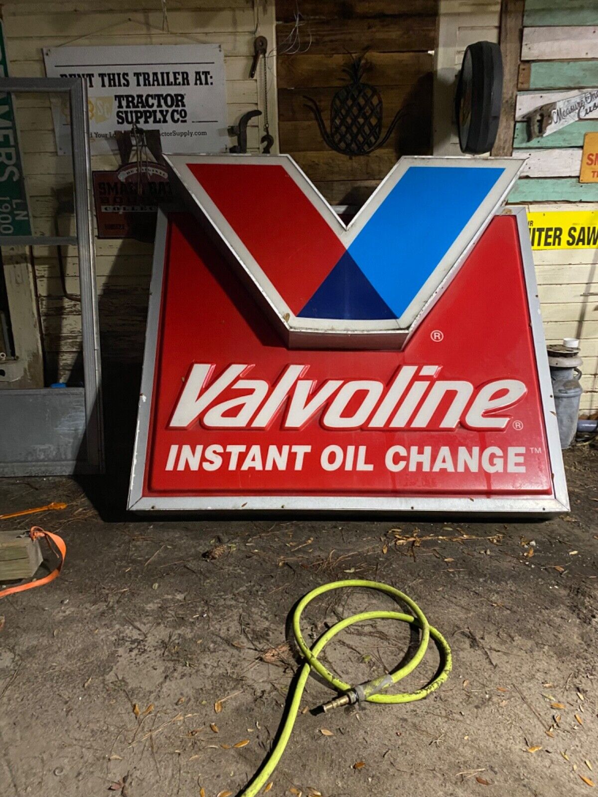 Vintage Early 90s Valvoline Motor Oil Gastation Light Up Sign 5' x 6'