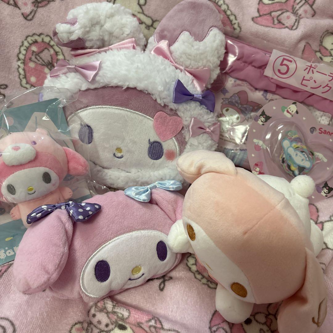 Sanrio Goods lot set 6 My Melody Pouch Pink Fluffy Plush toy Mascot character  