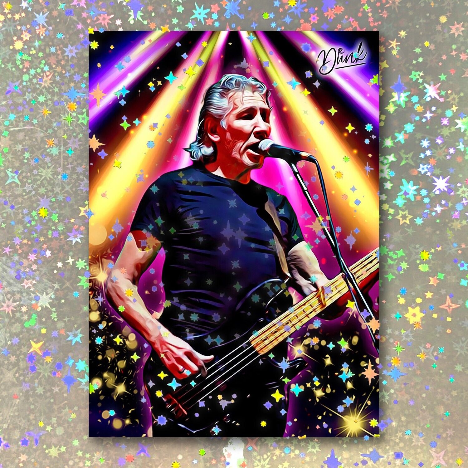 Roger Waters Holographic Headliner Sketch Card Limited 1/5 Dr. Dunk Signed