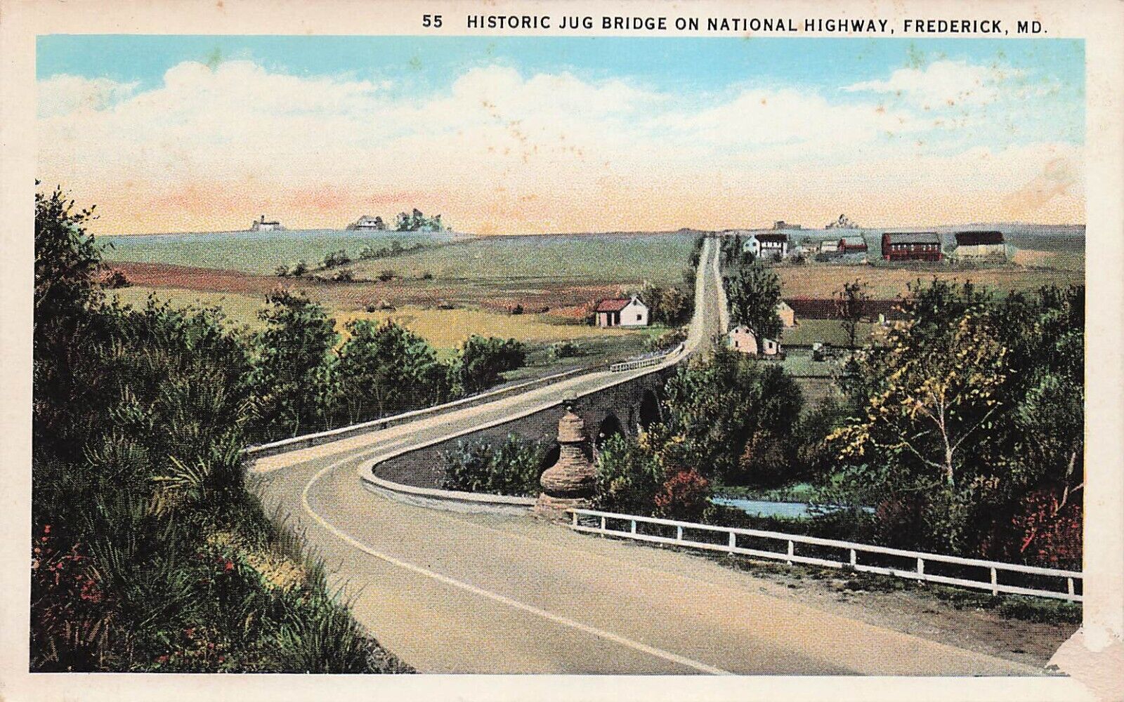 Frederick, Maryland MD Old Jug Bridge Bowman's Farm Road 1920s Vtg Postcard D63