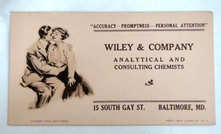antique WILEY ANALYTICAL CONSULTING CHEMIST baltimore md INK BLOTTER PAPER kiss