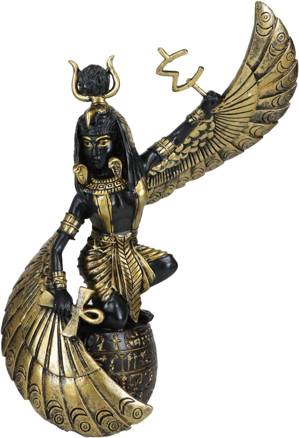 Egyptian Goddess of Motherhood and Magic Mother Isis Ra Holding Ankh with Open W