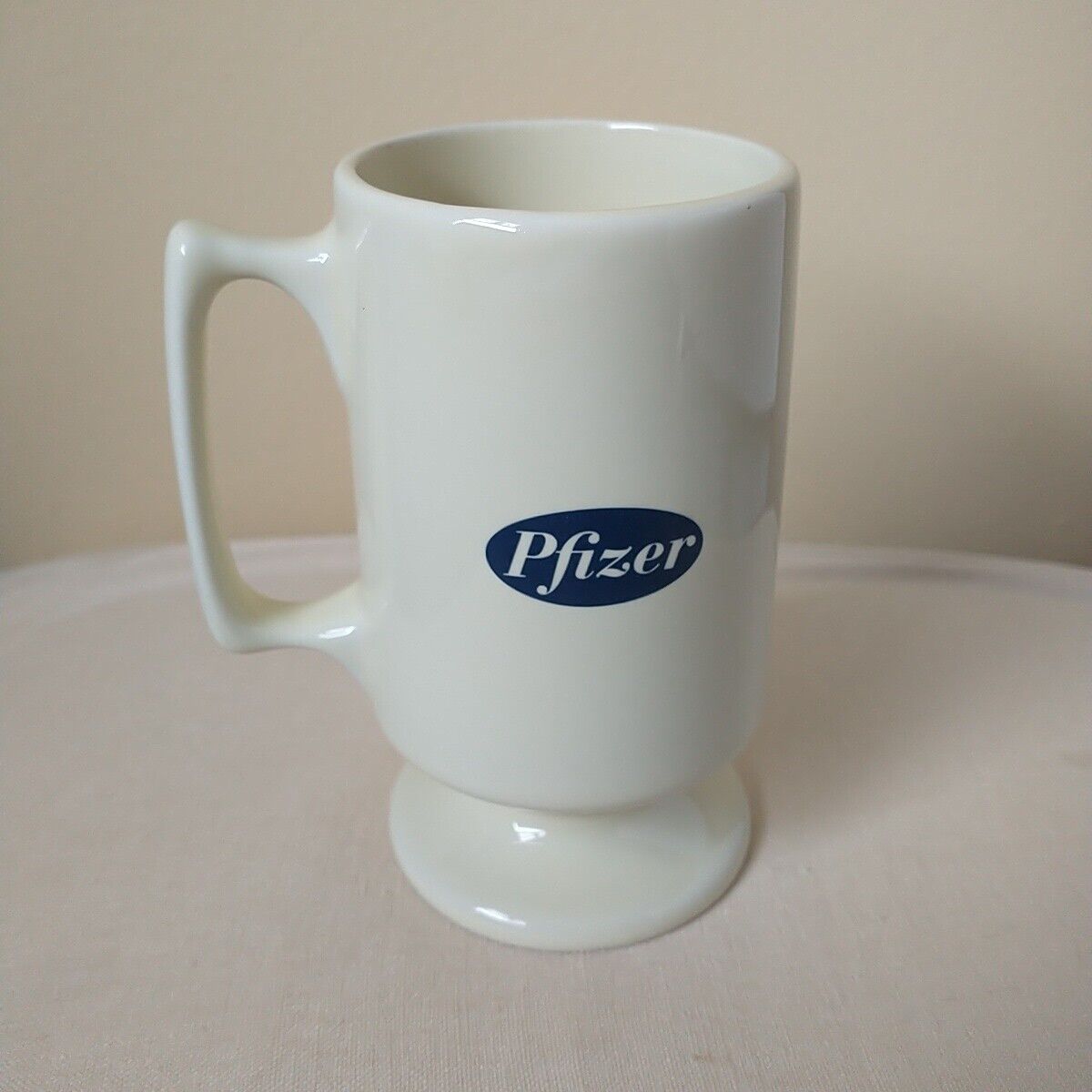 VTG Pfizer Pharma Rep Official Coffee Mug Cream Logo Rare Unique 