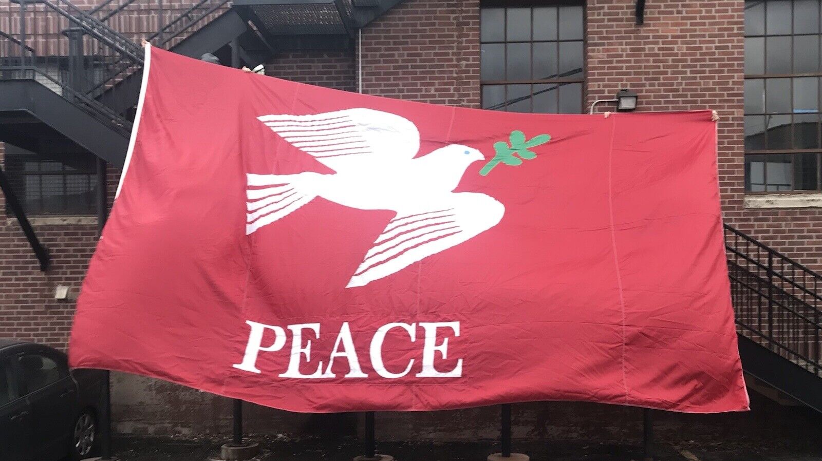 Peace Flag Huge 20’x 12’ Custom Made Dove Olive Branch Ukraine Israel Palestine