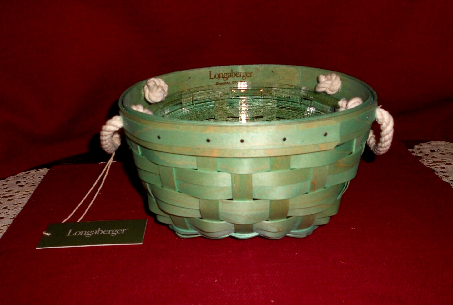 Longaberger 2023 ROUND  GREEN  ROPE BASKET & PROT   NEW    USA   BUY IT NOW