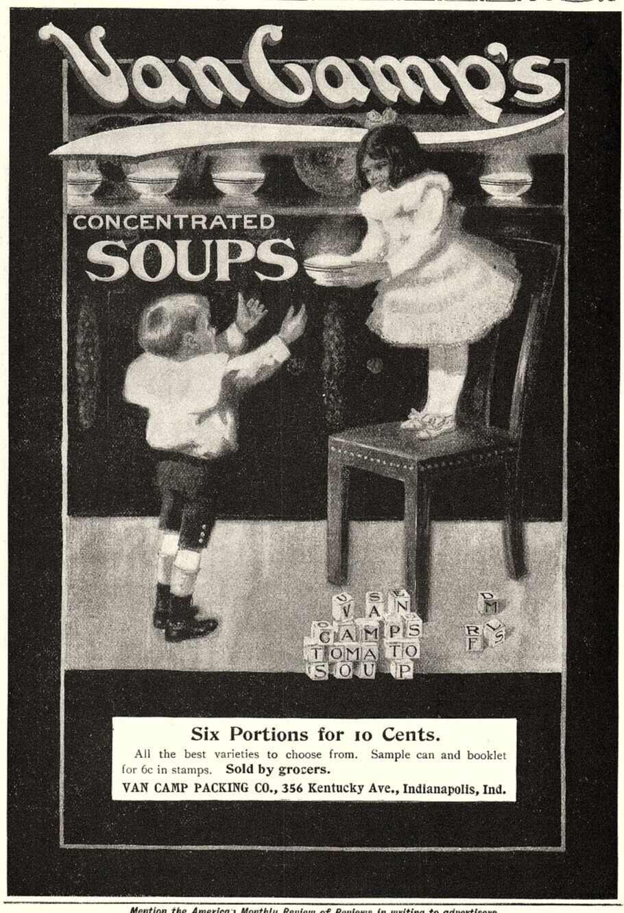1901 VAN CAMP\'S CONCENTRATED SOUPS VICTORIAN CHILDRE VINTAGE ADVERTISEMENT Z2115