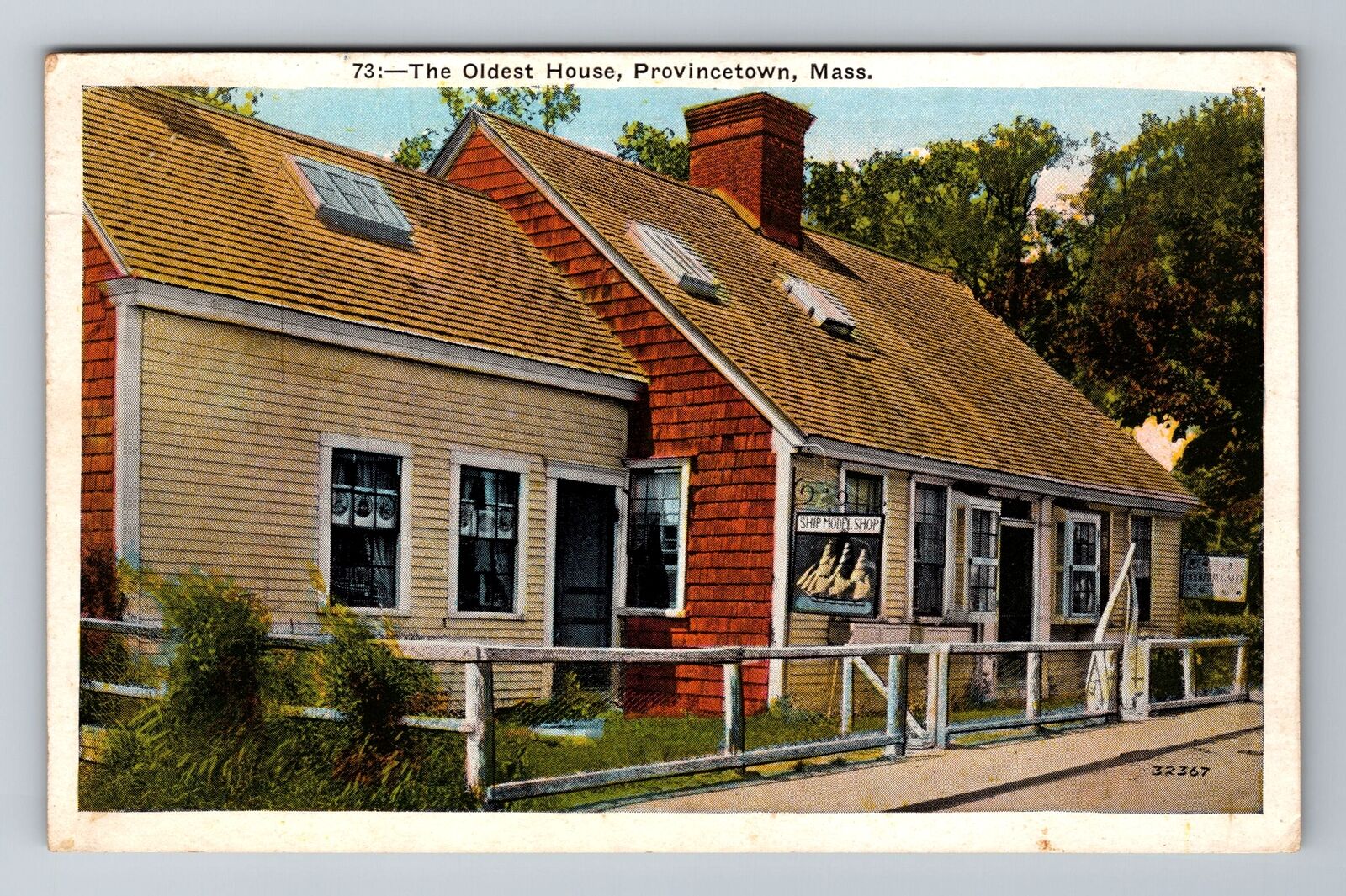Provincetown, MA-Massachusetts, The Oldest House c1933 Souvenir Vintage Postcard