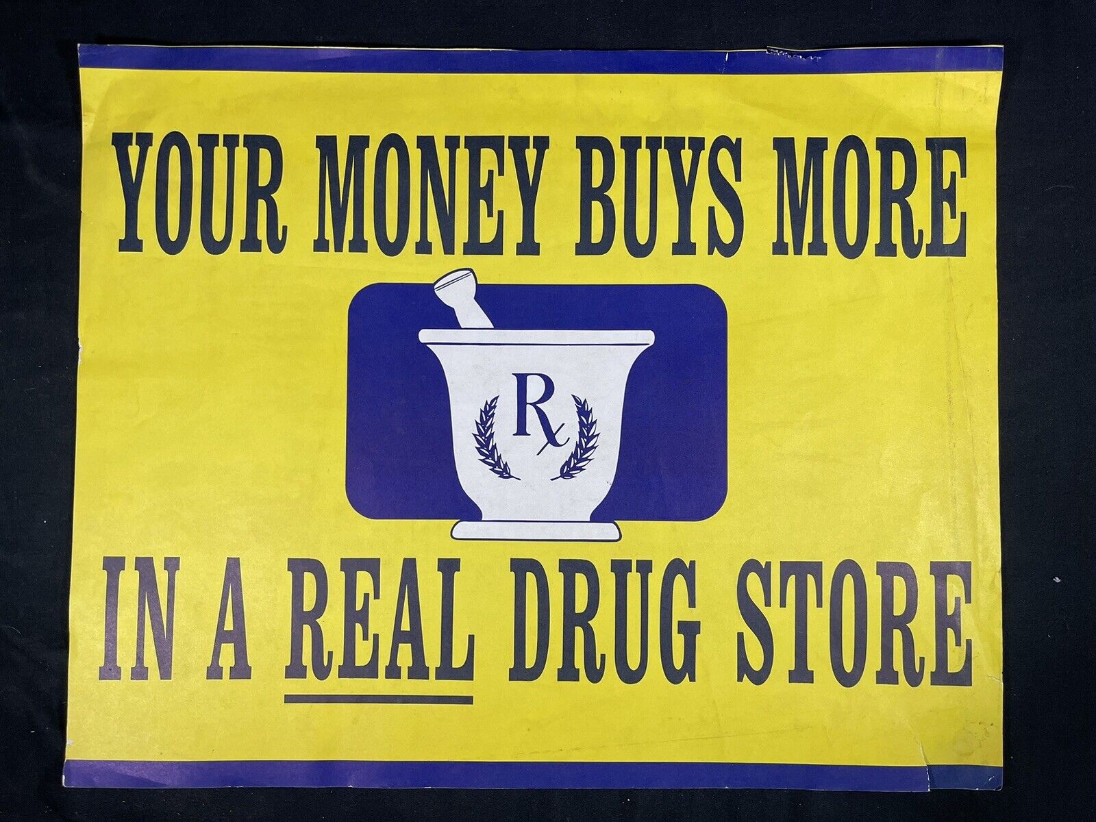 Vintage 1970s Pharmacy Drug Store Paper Warning Advertising Store Display Sign