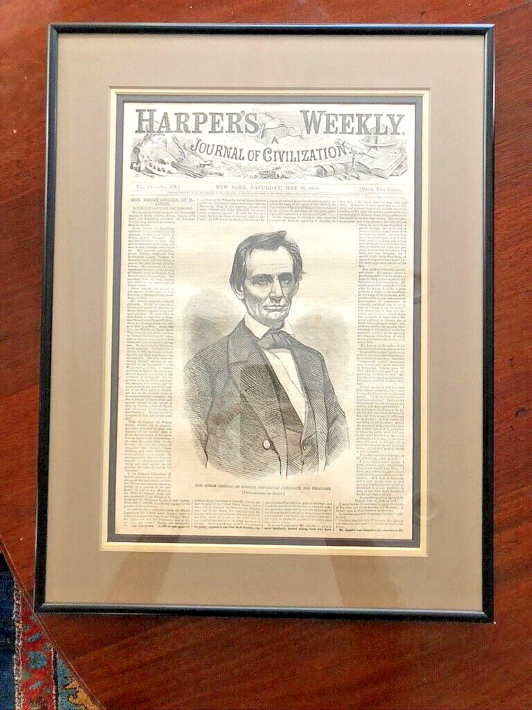 Abe Lincoln\'s First Cover Harper\'s Weekly May 26, 1860 Original