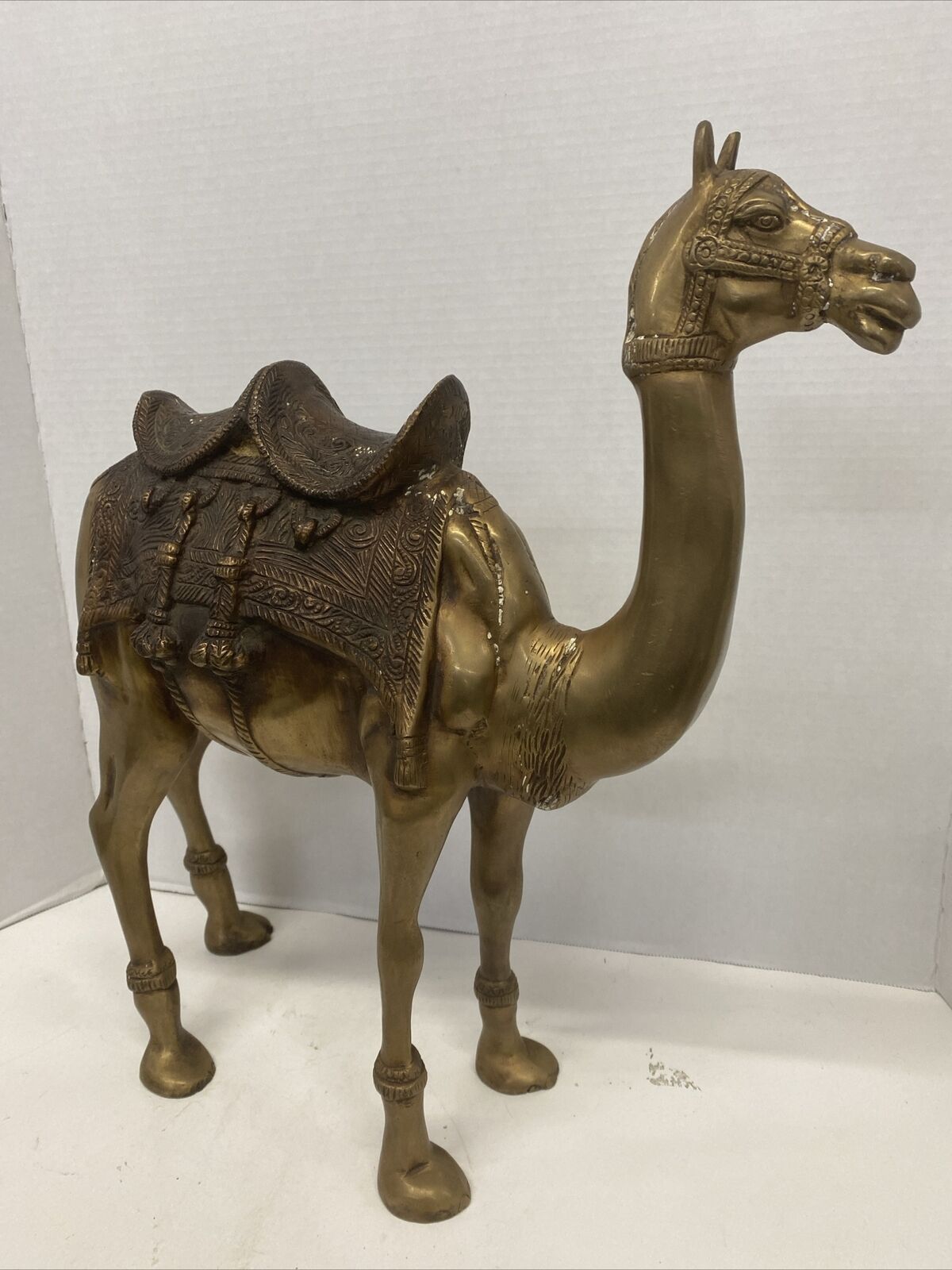 Vintage Mid Century Brass Camel Large Sculpture Handcrafted Detailed