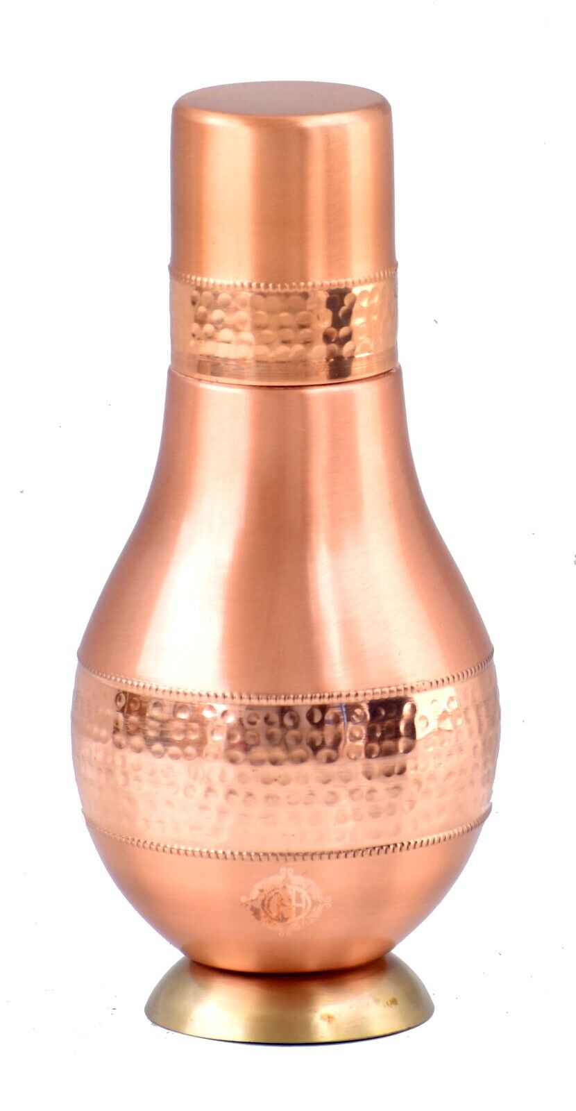 DSH Pure Copper Bedroom Water Bottle With Inbuilt Glass Hammered Matt Finished.