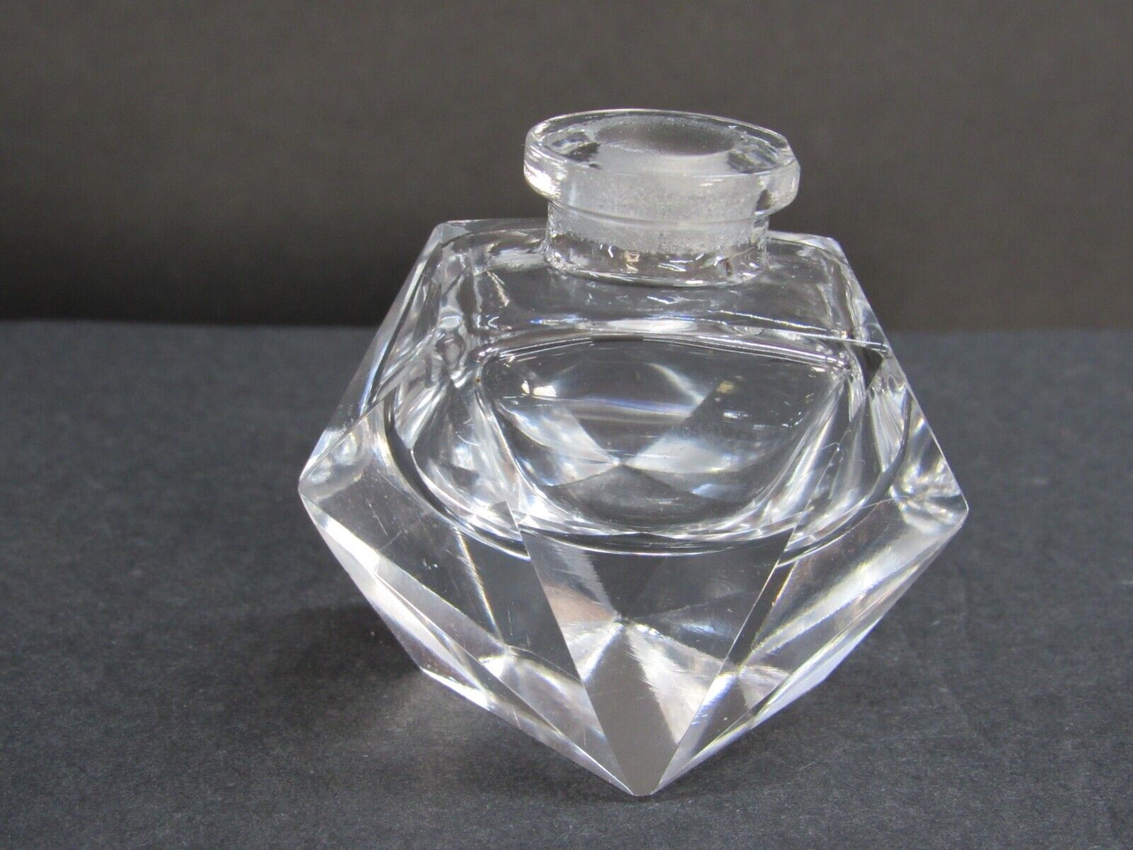 Vintage Perfume Bottle Hand Cut Crystal?  Clear  Vanity Art Deco 2\
