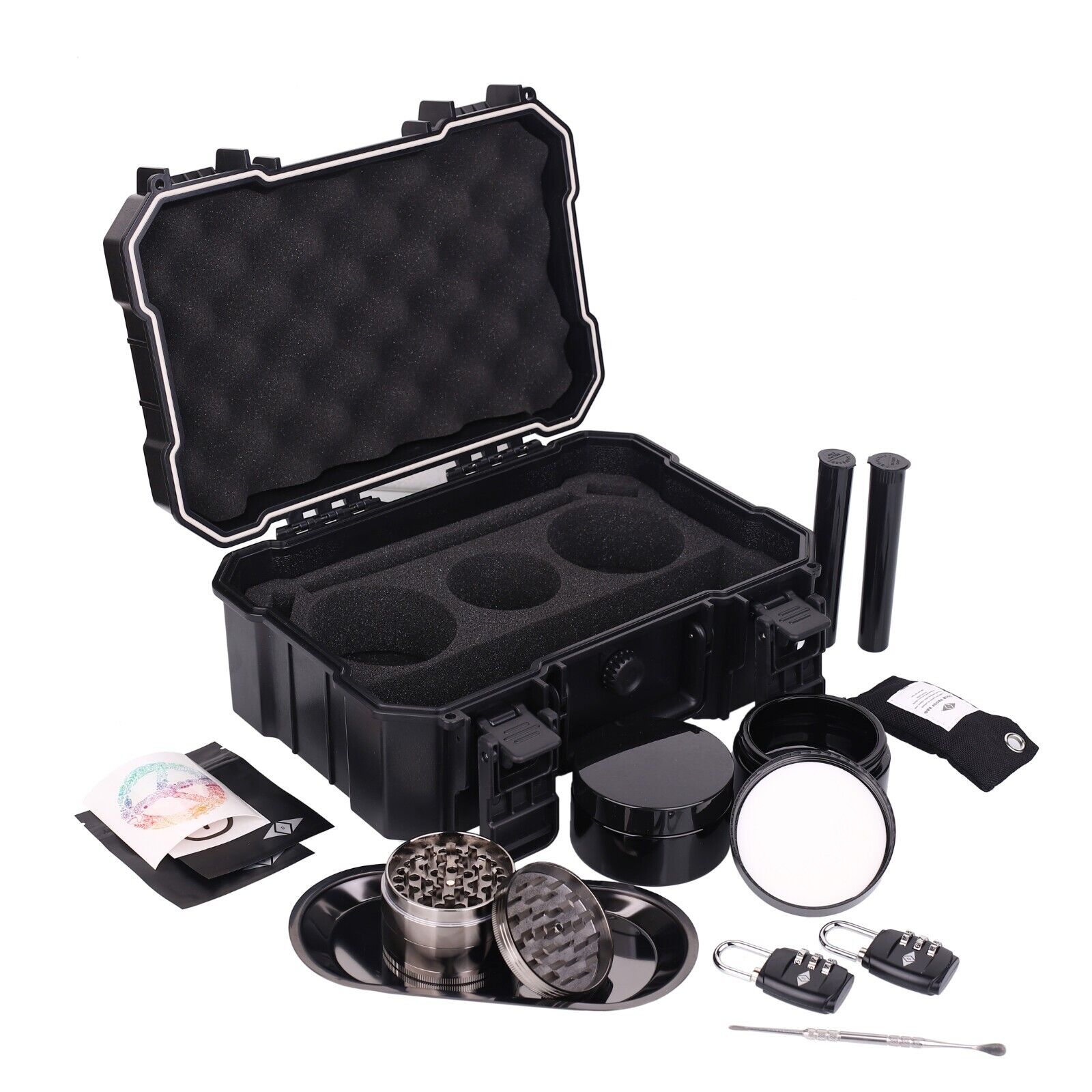 Premium Large Waterproof Stash Box Combo with Lock– Storage Kit with Accessories