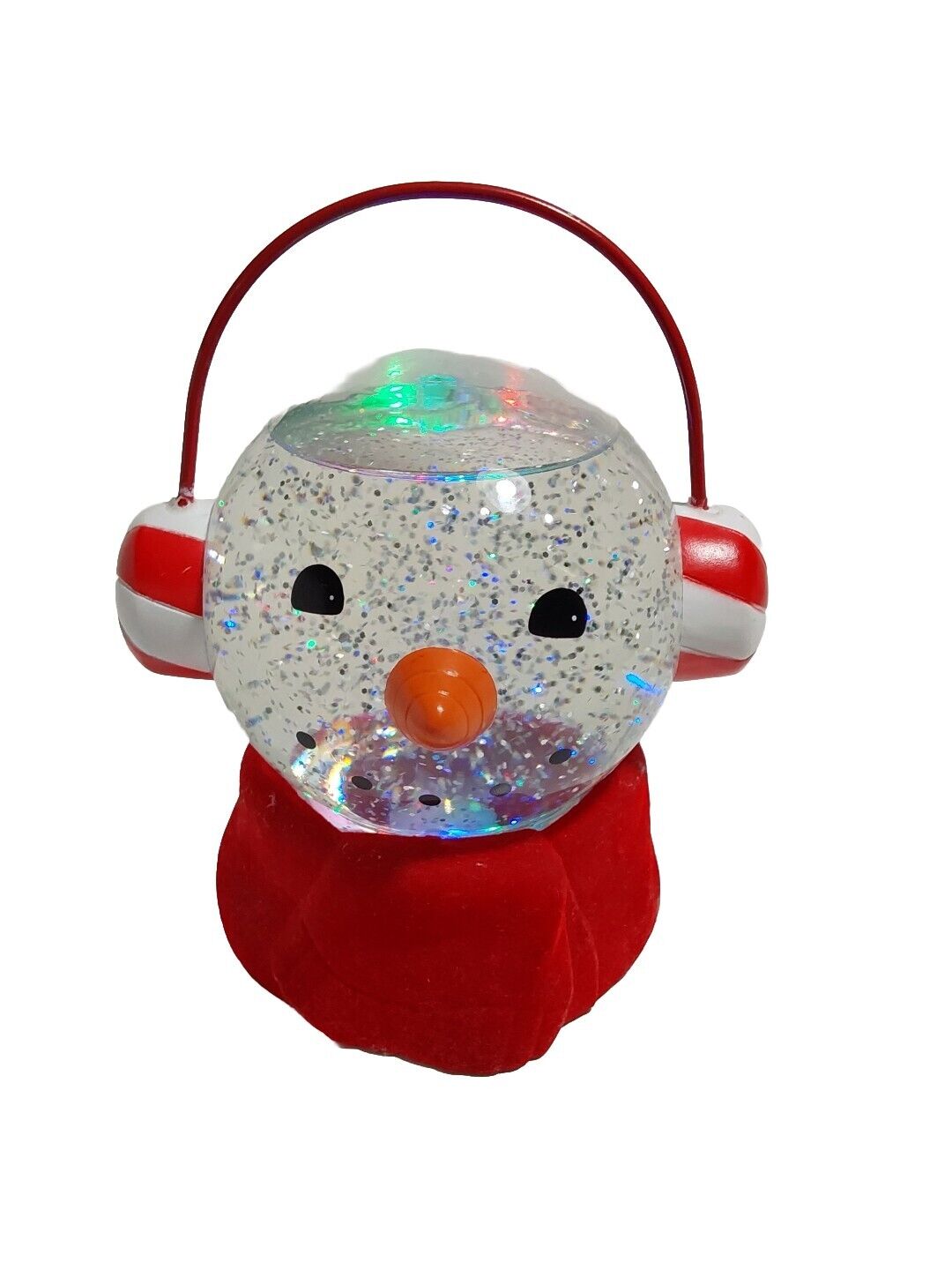 Cracker Barrel Color Changing Light Up Snowman Glitter Snow Globe Preowned Works