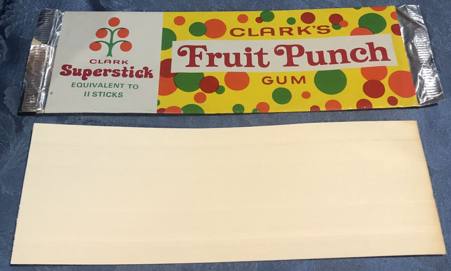 Vintage 15 Cent Clark’s Clark SUPERSTICK Bubble Gum Fruit Punch container 9.5”