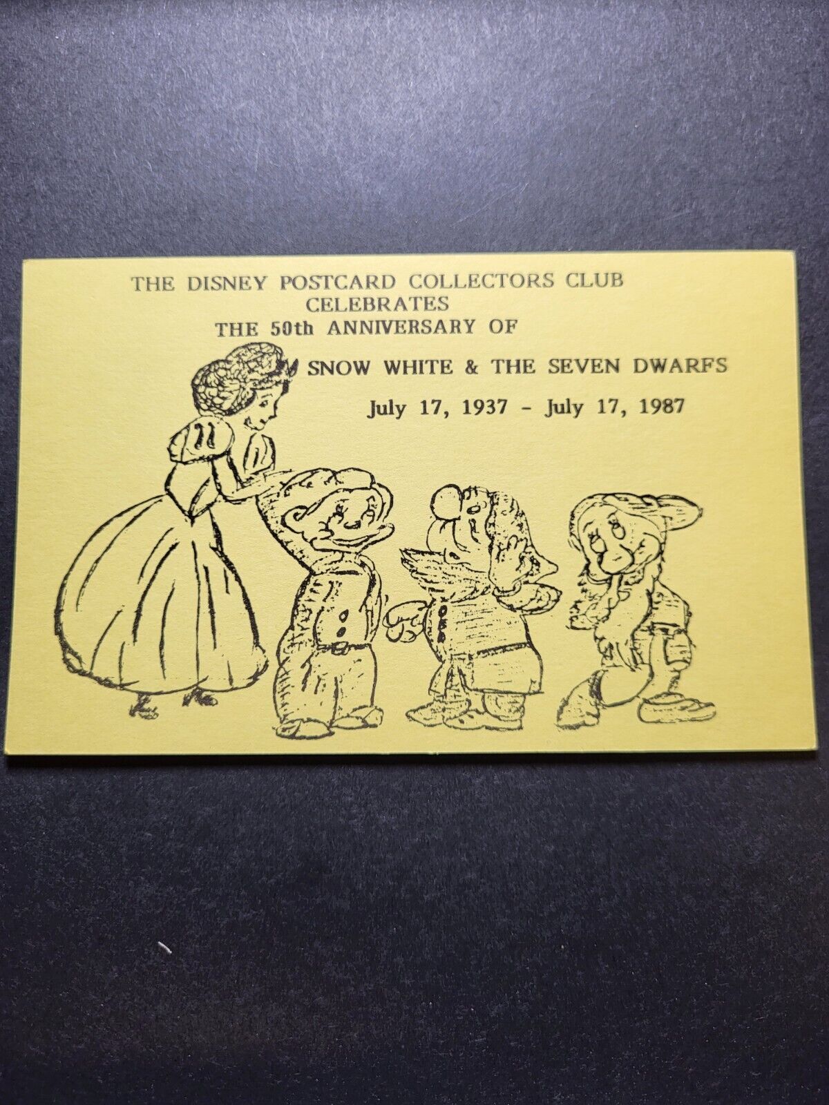 Postcard The Disney Postcard Collectors Club Celebration 50th Snow White 7 Drawf
