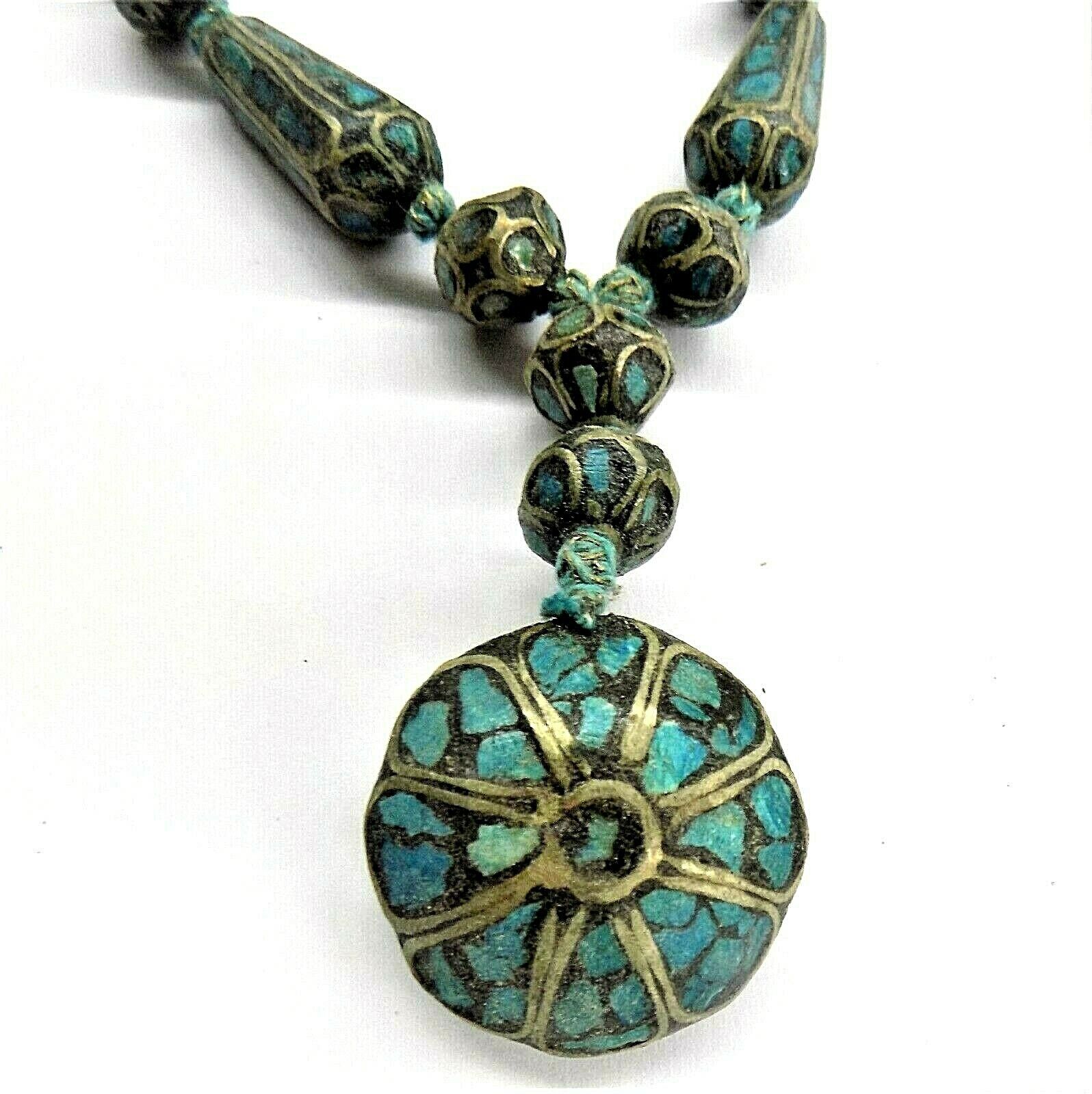 Strange Tibetan Antique Style Necklace  African Trade Beads   ???  Bin CO 91