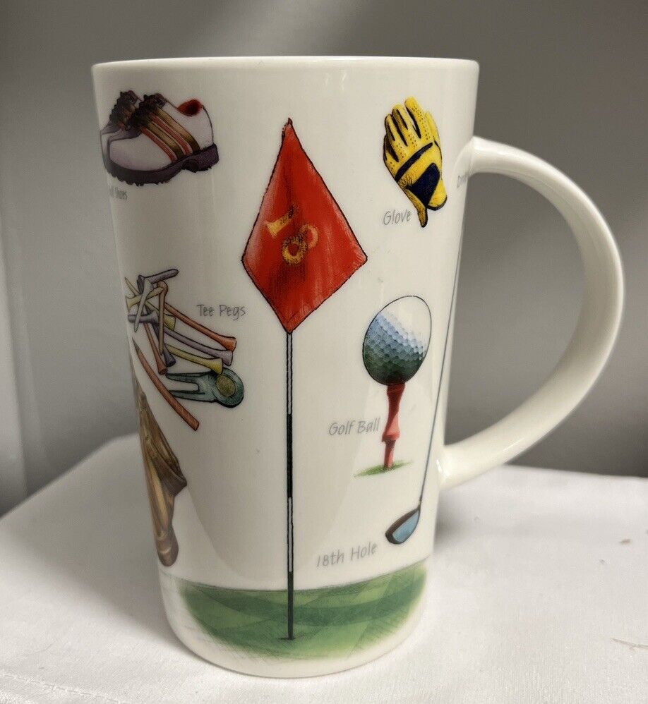 Kent Pottery 1887 Golf Coffee Tea Mug Tees 18th Hole Glove Driver Golf Bag