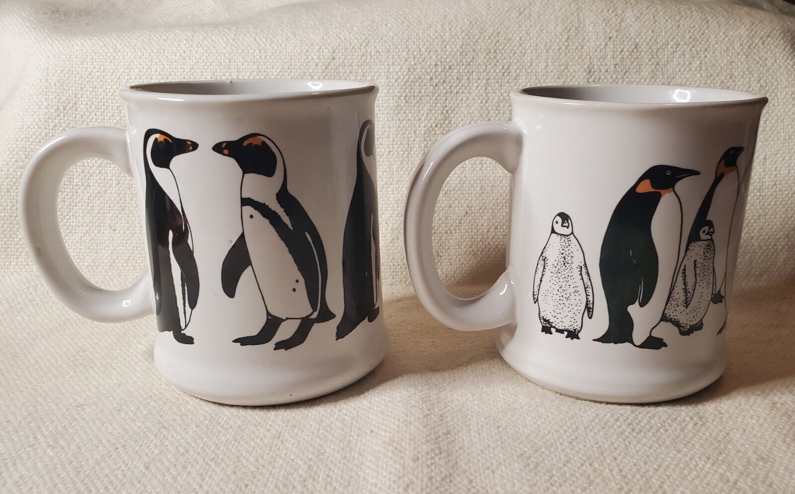 Vintage Penguin Ceramic Coffee Mugs Lot of 2 Debi \'84 Artist Penguin Mugs Cups 