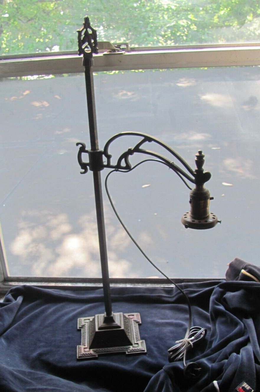 Original Vintage 1920s Art Deco Adjustable Cast Iron Bridge Arm Table Lamp Rare