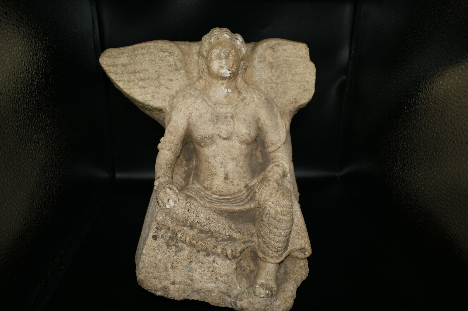 A Very Big Ancient Greek Goddess Woman with Wings Angel Stone sculpture Rare  