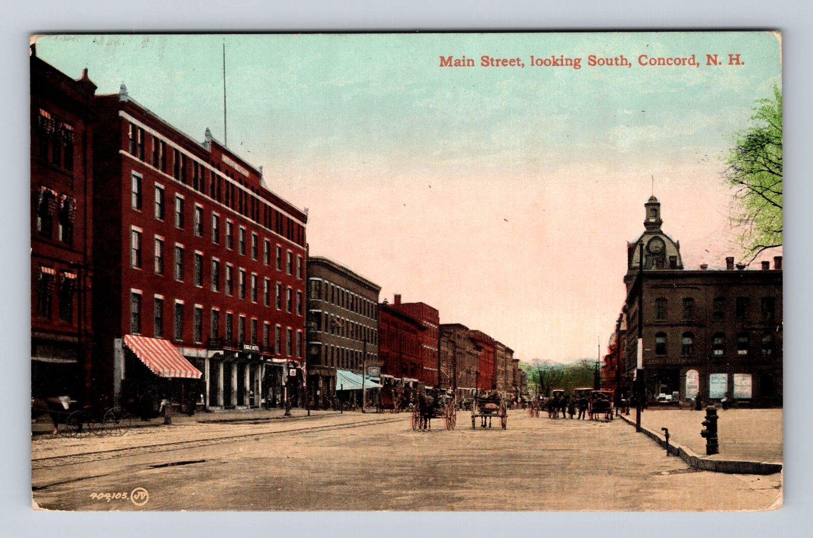 Concord NH-New Hampshire, Main Street Looking South, Vintage c1911 Postcard