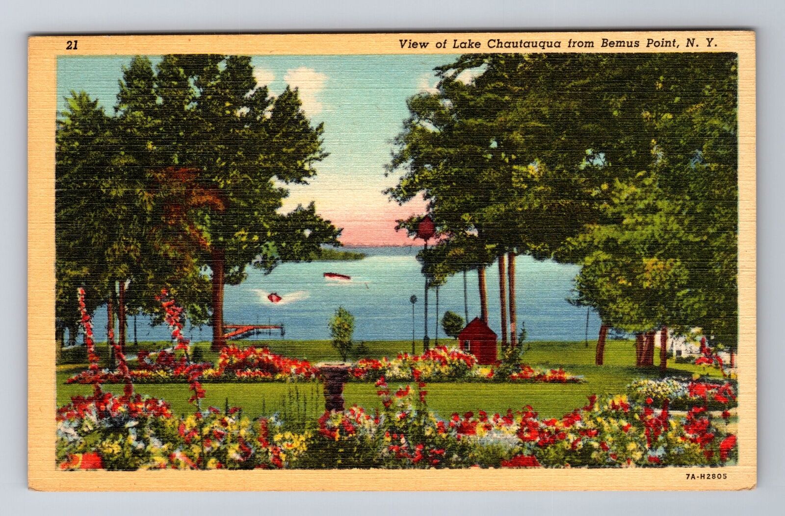 Bemus Point NY-New York, Lake Chautauqua, Antique Vintage Souvenir Postcard