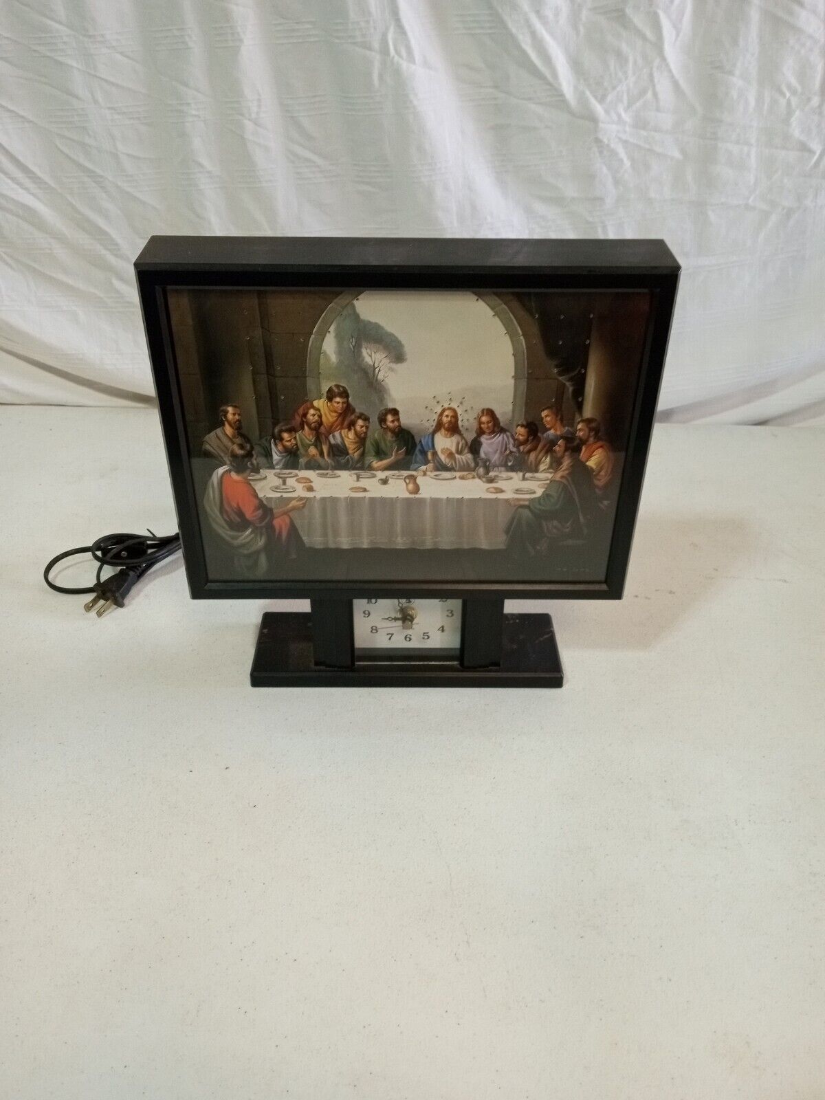 Vintage Fiber Optic Clock With The Lord\'s Supper TESTED RARE