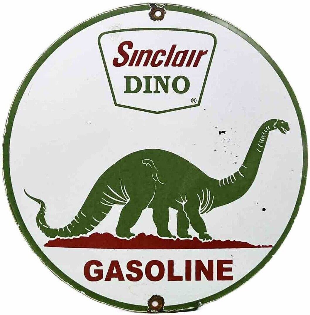 VINTAGE SINCLAIR GASOLINE PORCELAIN SIGN DEALERSHIP GAS STATION DINO MOTOR OIL