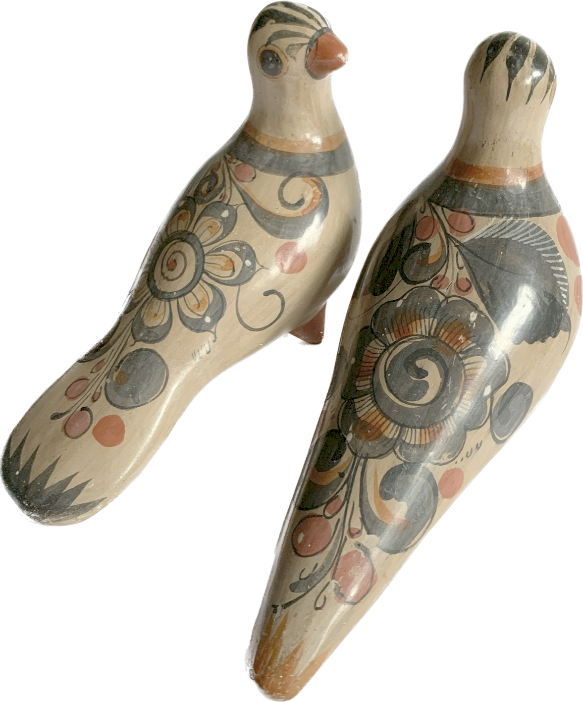 Vintage Traditional Pair of Tonala Pottery Love Birds