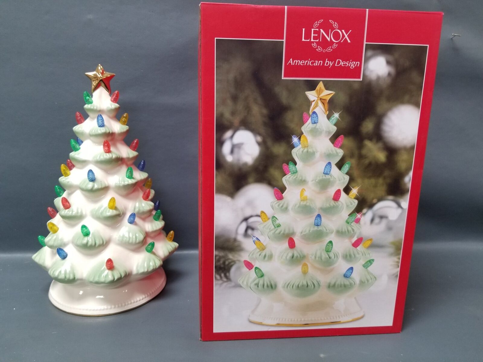 LENOX Treasured Traditions Porcelain Light Up Christmas Tree in Box - Tested