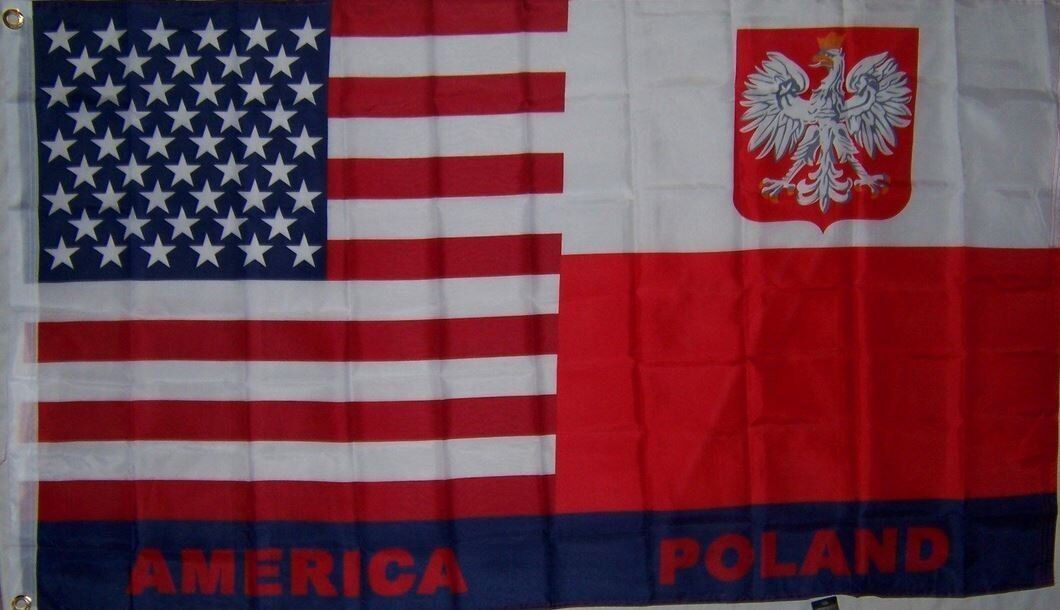 USA and Poland Friendship Polish American Flag Polyester 3 x 5 Foot New 100D 