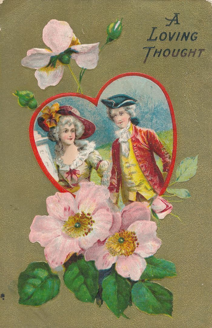VALENTINE\'S DAY - Dressed Up Couple In Heart A Loving Thought Postcard - 1910