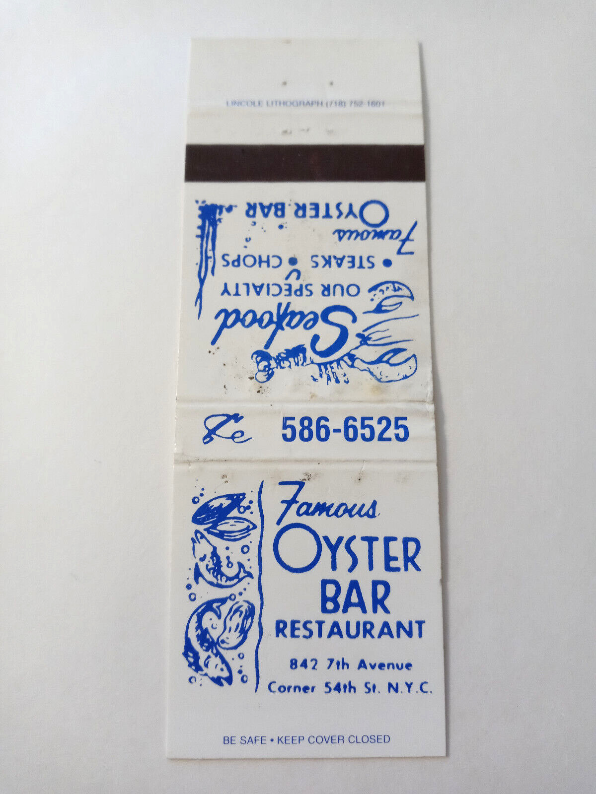 Vintage Matchbook: Famous Oyster Bar Restaurant, New York, NY