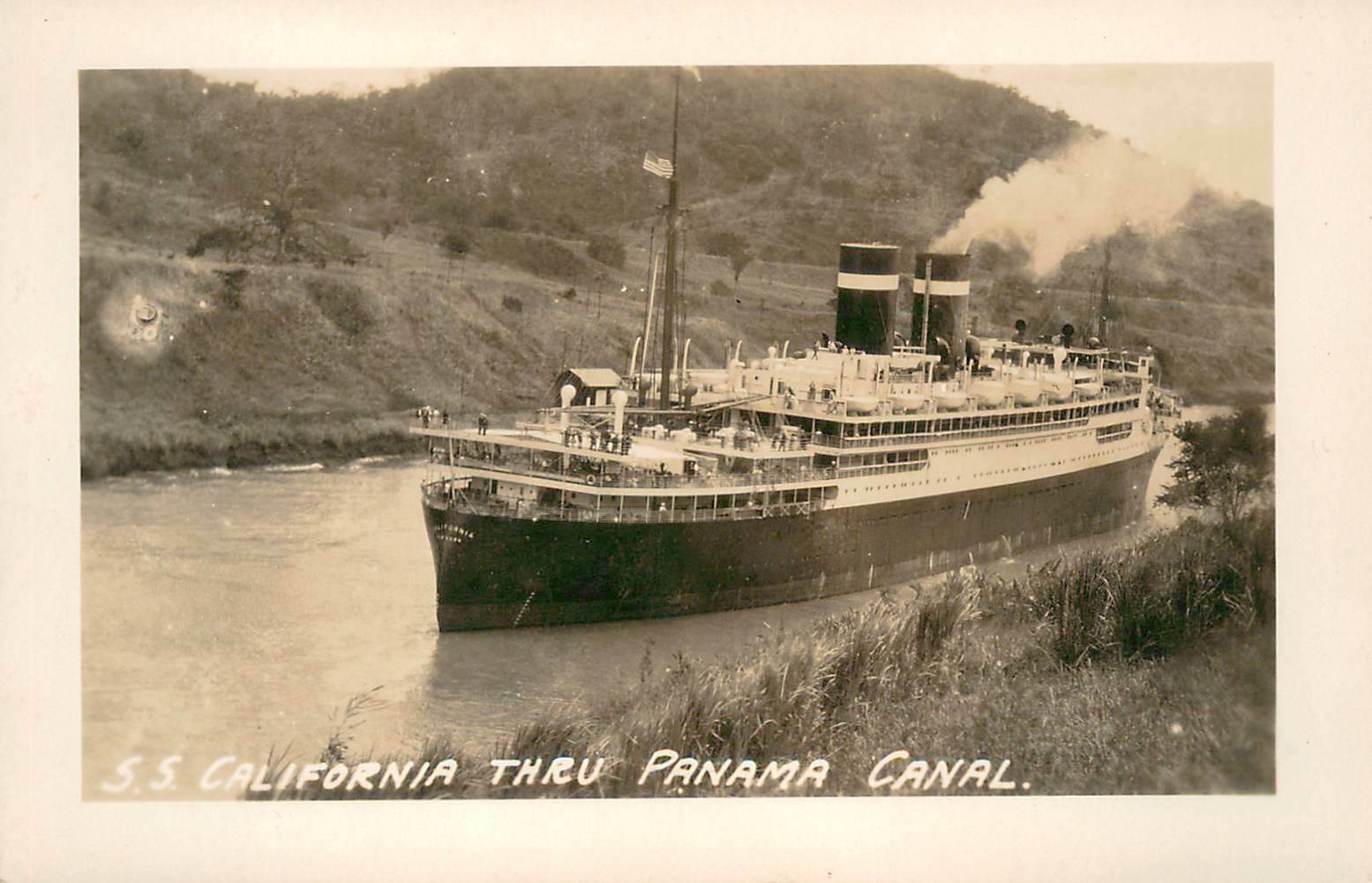 Vintage SS California Panama Canal Zone RPPC 30s Photo Postcard Steamer