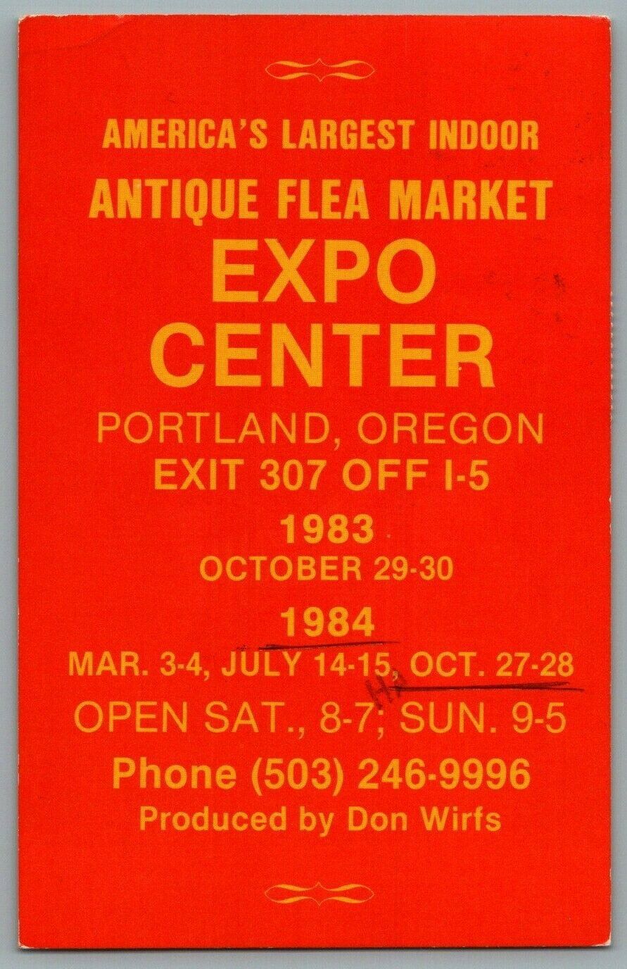 Postcard~ America\'s Largest Indoor Antique Flea Market Expo Center~ Portland, OR