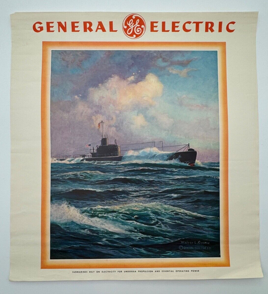 Vintage 1930s-40s Walter L Greene Calendar Top General Electric GE Print, Sub