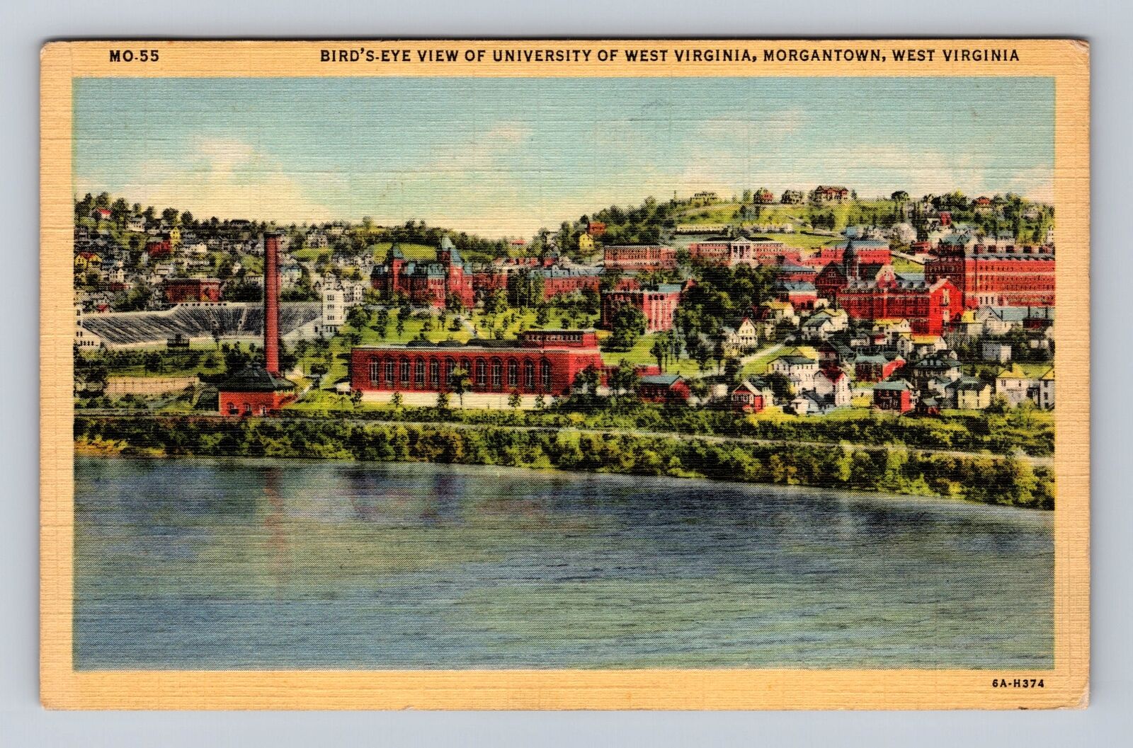 Morgantown WV-West Virginia, Birds Eye View University Vintage c1942 Postcard